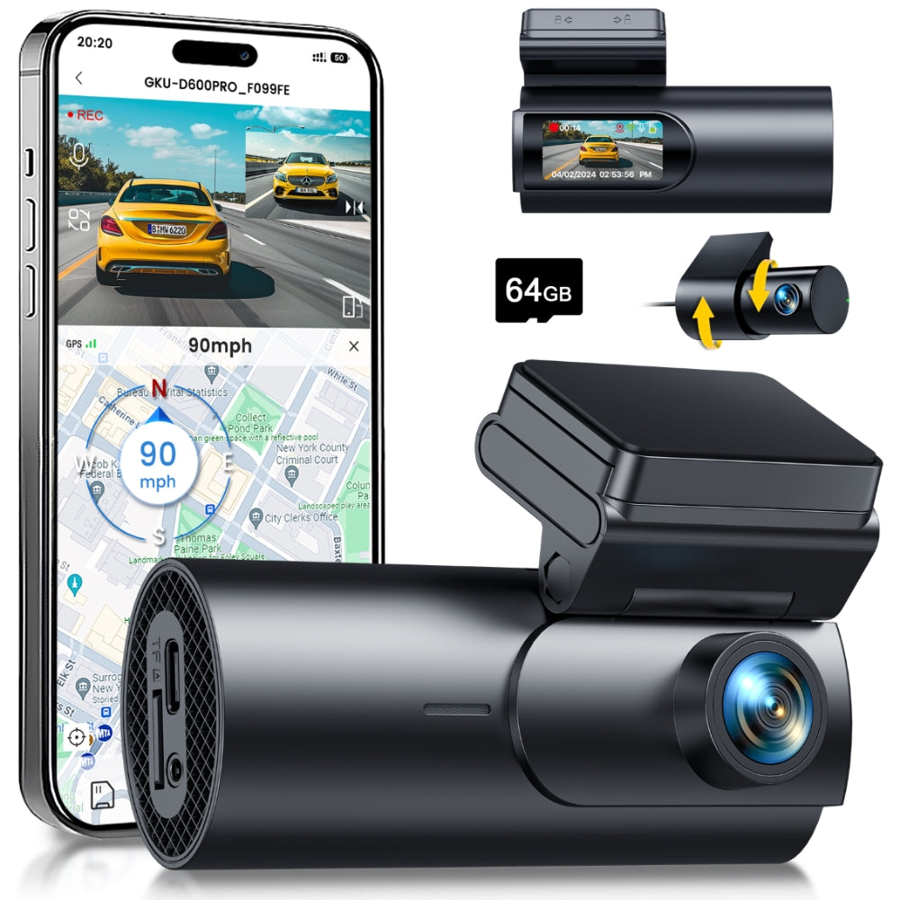 GKU D600Pro 4K WiFi GPS With 1.47 Inch IPS Screen Dash Cam