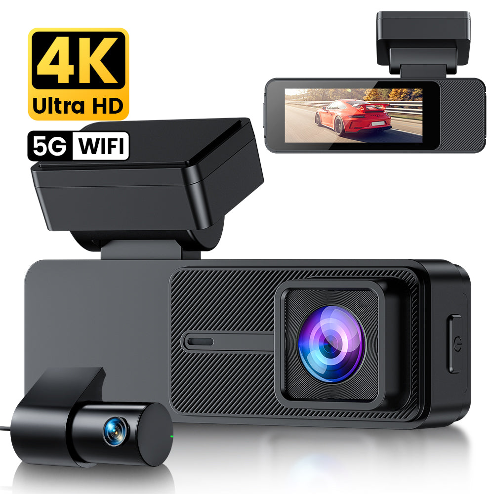 GKU D700 4K+1080P 5G WiFi GPS 3.18 Inch Touch Screen Dash Cam