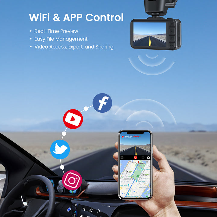 GKU Dashcam Auto Vorne Hinten 4K+2,5K - GPS WiFi Dash Cam mit 32GB SD  Karte,24Std Parküberwachung,Dual Autokamera mit  170°Weitwinkel,Loop-Aufnahmen,G-Sensor,Verbesserte Nachtsicht D500:  : Elektronik & Foto
